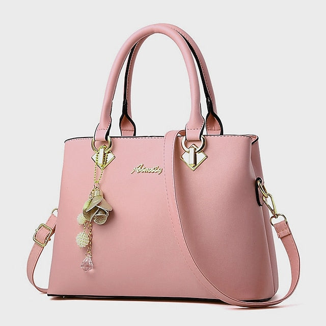 White Faux Handbag Gold Women's with Elegant Leather FashionChic