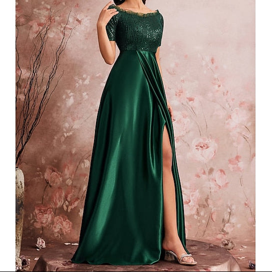 Bride Mother Sparkle Evening Formal the of A-Line Gown Dress FashionChic