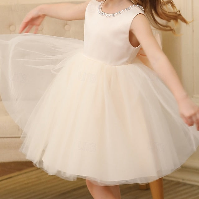 Solid Color Dress Wedding Girls' Kids Party Sleeveless FashionChic