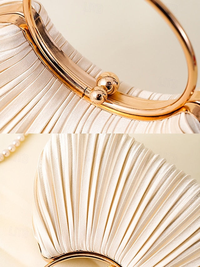 Handle Clutch - with Pleated Elegant Gold Ring Velvet Green FashionChic