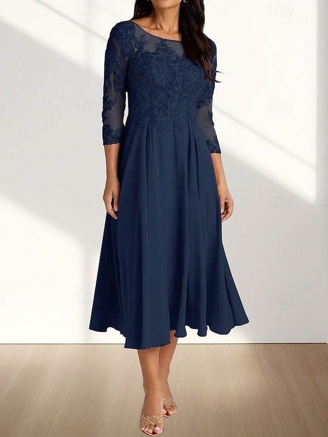 Guest Bride of Crew Elegant A-Line Mother Dress Neck Wedding the FashionChic