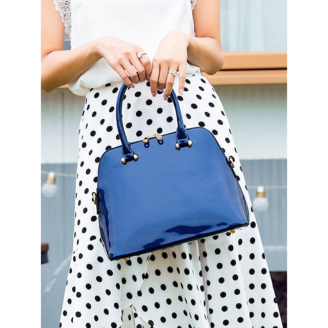 - Patent Green Women's Elegant Bag Shiny Leather Tote FashionChic