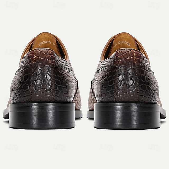 Oxford Genuine Leather – Crocodile Men’s Elegant Shoes Print FashionChic