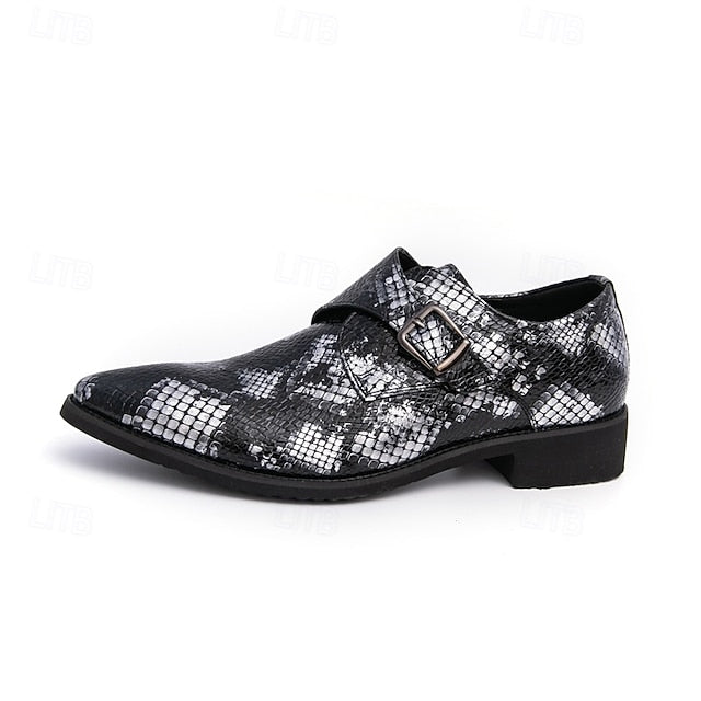 Formal Brown Print Snake Shoes Strap Monk Men Classic – for FashionChic