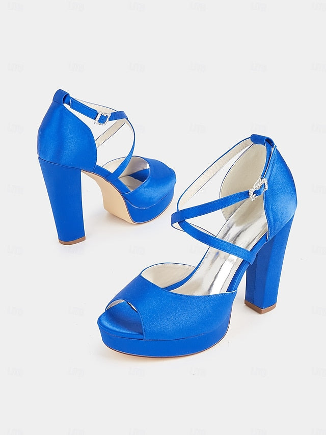 High Peep and Women's Sandals Heel Platform Toe Satin with FashionChic