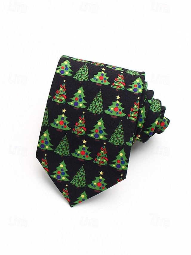 Fun Polyester Tree Men's Christmas Silk Santa – and Tie FashionChic