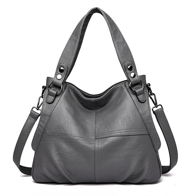 Bag Burgundy – Faux Women's Large Leather Shoulder FashionChic