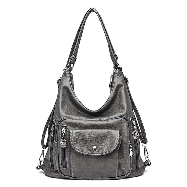 Bag - Leather Women's Faux Hobo Vintage-Style Brown FashionChic