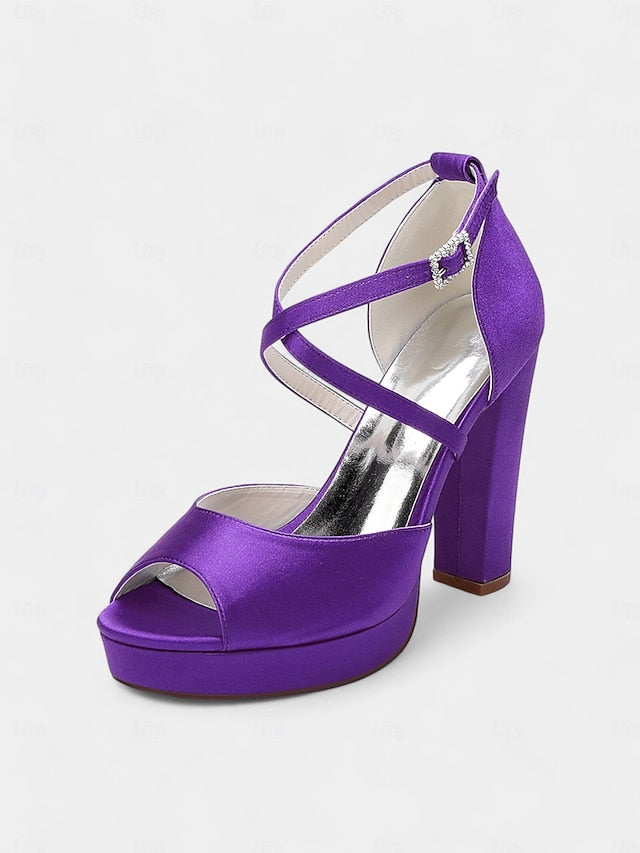 High Peep and Women's Sandals Heel Platform Toe Satin with FashionChic
