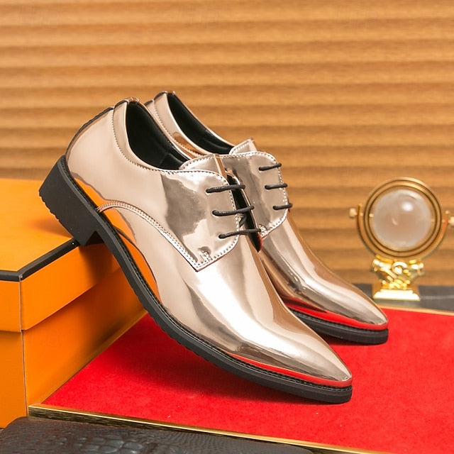 for Formal Green Glossy Men Lace-Up Shoes Patent Leather – FashionChic