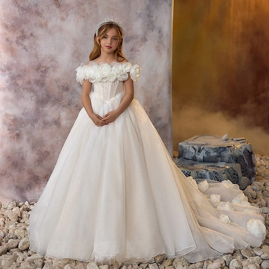 Formal Girl First Girls' Communion Dress Flower FashionChic