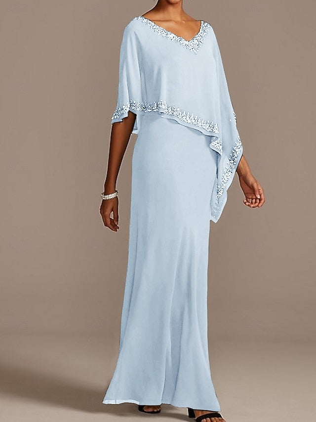 of V Dress Guest Sheath Elegant Mother the Neck Bride Wedding FashionChic
