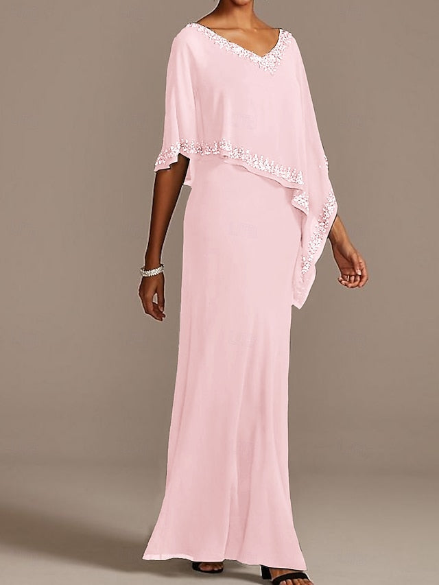 of V Dress Guest Sheath Elegant Mother the Neck Bride Wedding FashionChic