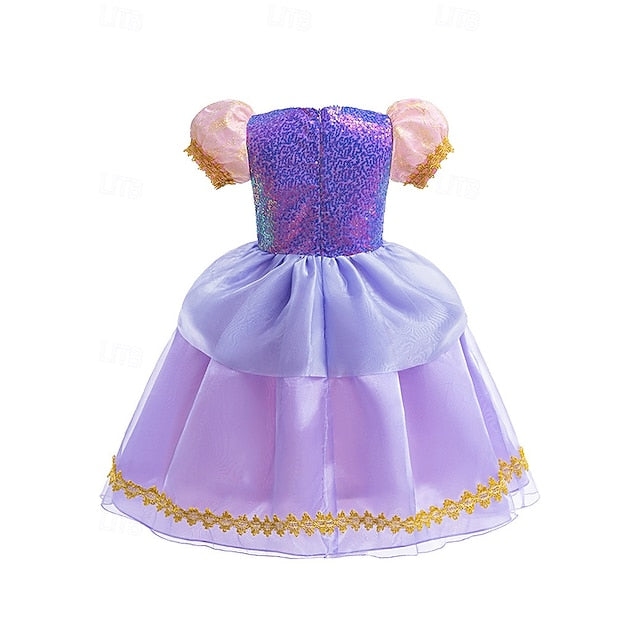 Rapunzel Flower Dress Girl Party Theme Princess Fairytale Sofia FashionChic