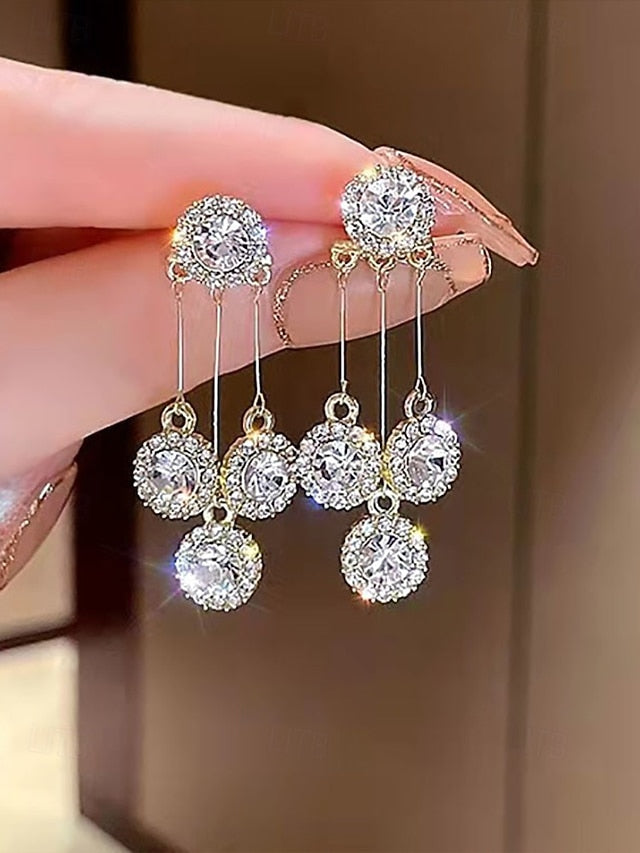 Dangle Sparkling Earrings Elegant Women – for Crystal FashionChic