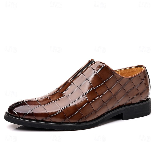Shoes Pattern Men's Burgundy – Dress Crocodile Slip-On FashionChic