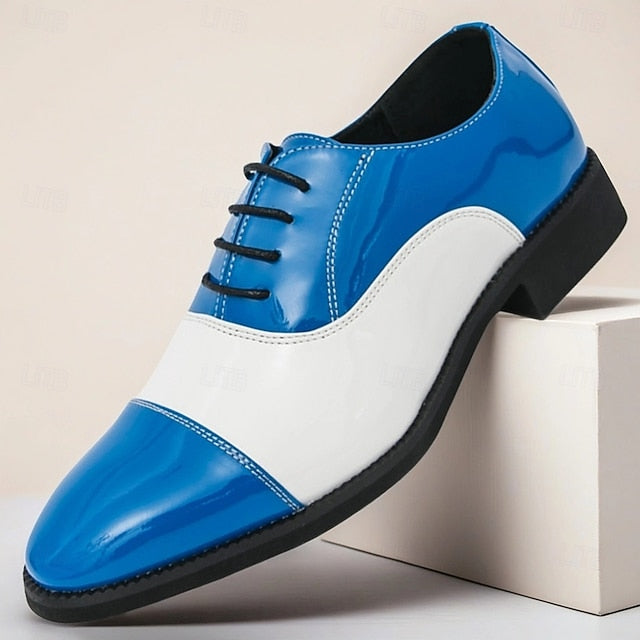 Red and Leather Shoes Patent Men's Oxford – White FashionChic