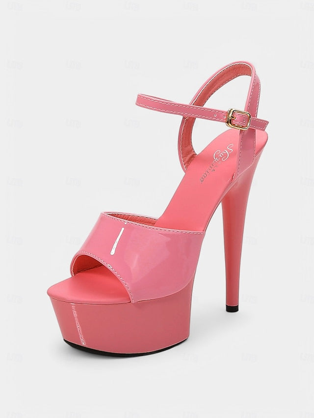 Sandals for - Platform Leather Red Peep Patent Women Toe FashionChic