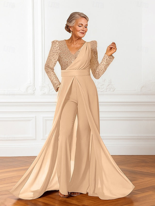 Bride the Dress of Elegant Shine Jumpsuits Sparkle Mother FashionChic