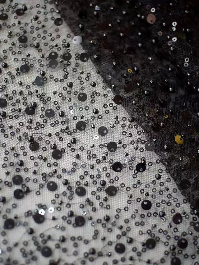 Black Formal Dress A-Line Carnival Gown Evening Sequined Elegant FashionChic