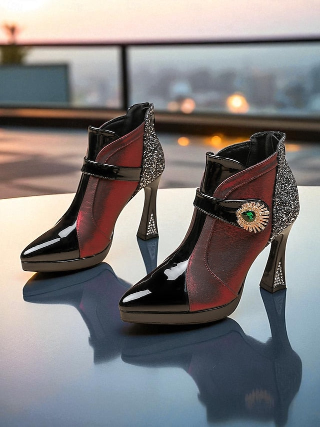 Heel Women's Ankle Glitter High Boots FashionChic