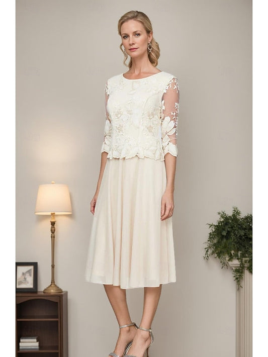 Mother Simple Elegant Dress of Bride A-Line Crew Minimalist the FashionChic