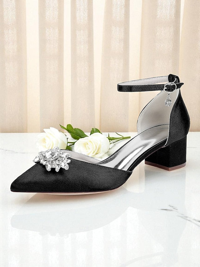 with Block Shoes Satin Burgundy Wedding Women's Heel FashionChic