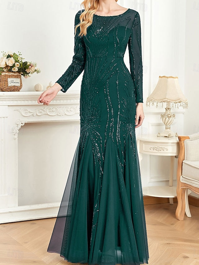 Floor Crew Dress the Mother Elegant Neck of Bride Party FashionChic