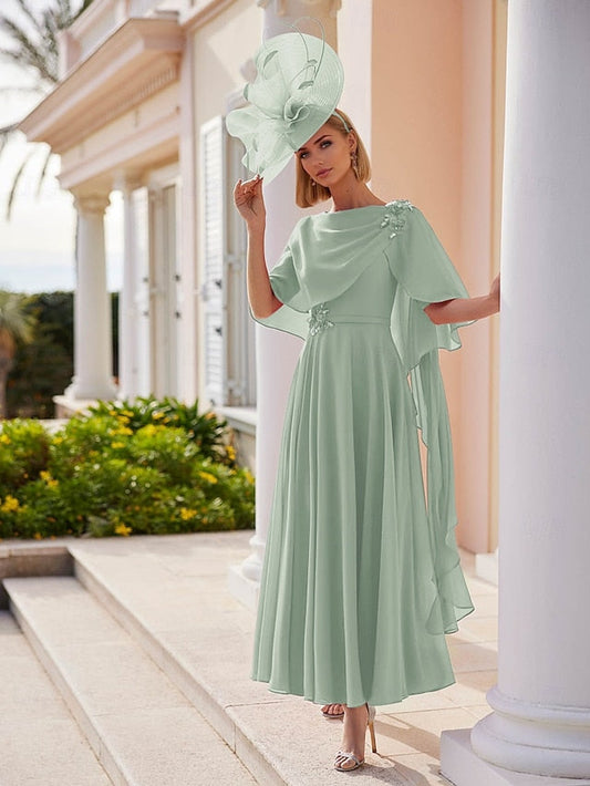 Bride of the Neck Elegant Ankle Dress Mother A-Line Bateau FashionChic