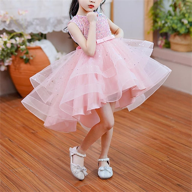 Solid Girls' Color Party Kids Sleeveless Dress FashionChic
