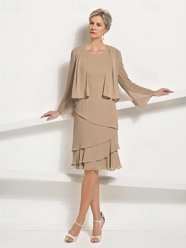 Two the A-Line Bride Piece Mother of Dress Elegant Jacket FashionChic