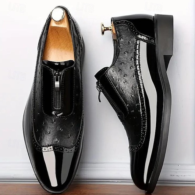 Tan with Men's Patent Formal Shoes Colorblock and Black FashionChic