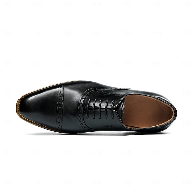 Leather Light Shoes Genuine Wingtip Oxford with Men's Brown FashionChic