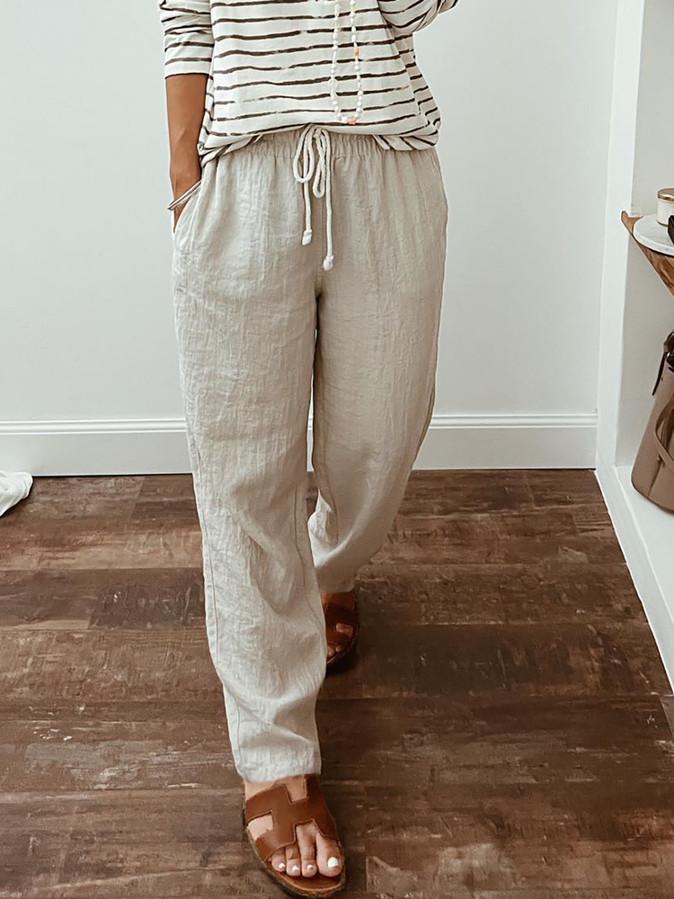 Casual Loose Plain Cotton Pants WX117