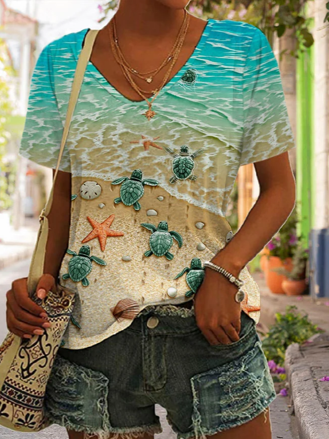 V Neck Casual T-Shirt cc168