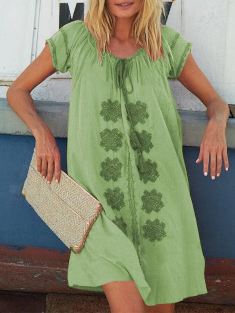 V Neck Women Summer Weaving Dress Holiday Boho Weaving Dress WC61