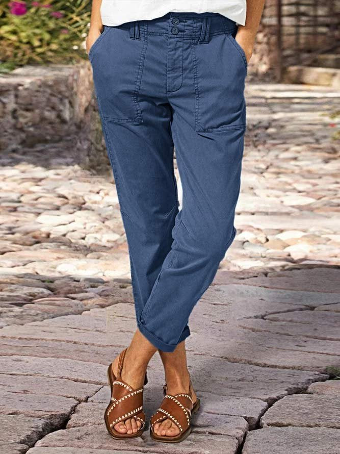 Loose Buttoned Casual Cotton Pants QN70