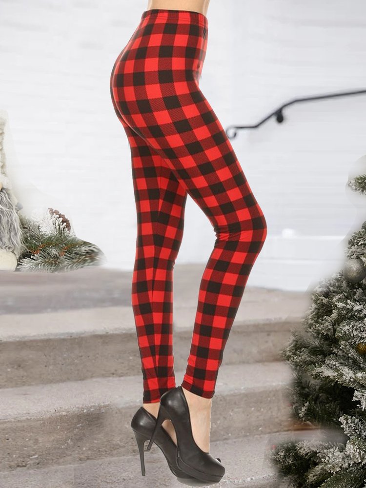 Regular Fit Plaid Leggings WK91