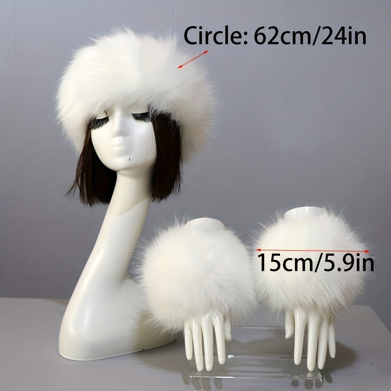 Fuzzy Hat & Fake Cuff Set EG6354 Furdela
