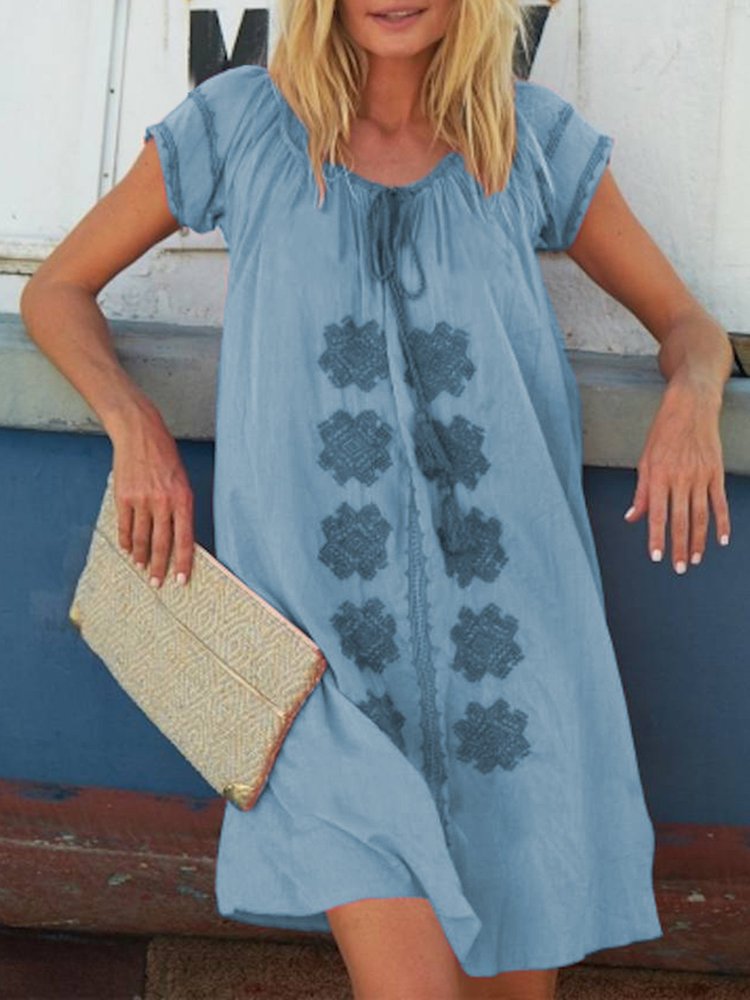 V Neck Women Summer Weaving Dress Holiday Boho Weaving Dress WC61