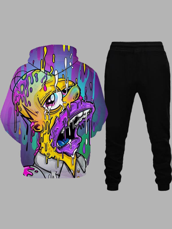 Men Cartoon Mixed Print Sweatsuit Set AR70110