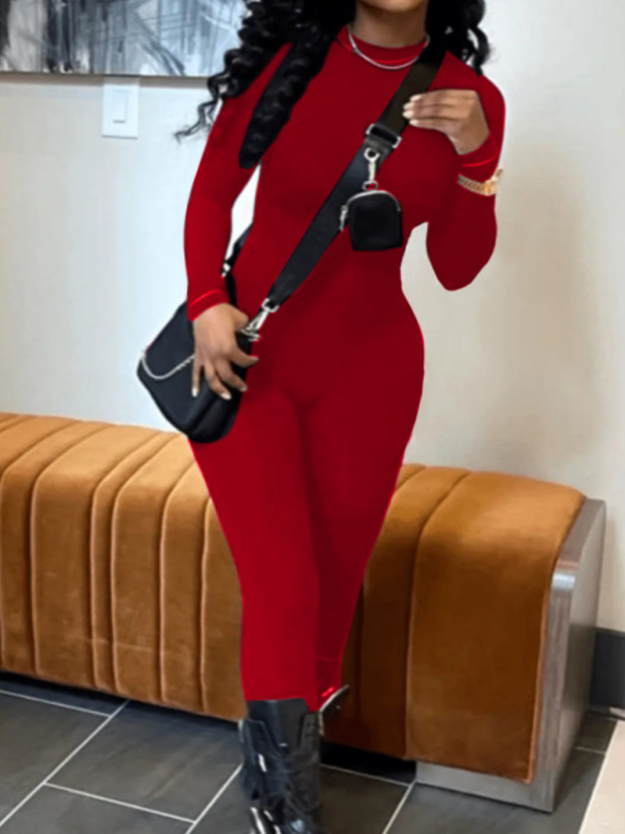 Gradient Money Letter Print Skinny Jumpsuit AC2034