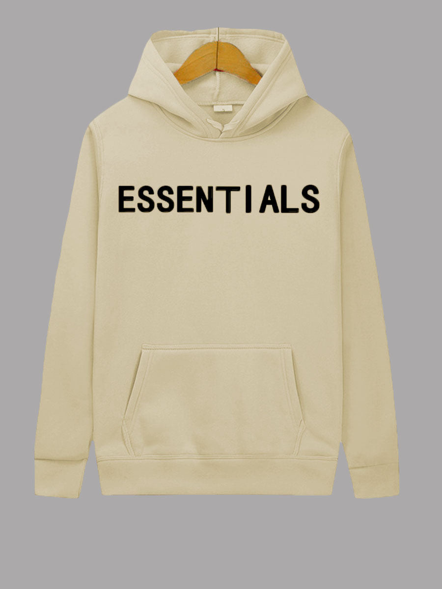 Plus Size Essentials Letter Print Kangaroo Pocket Hoodie BO5052 Furdela