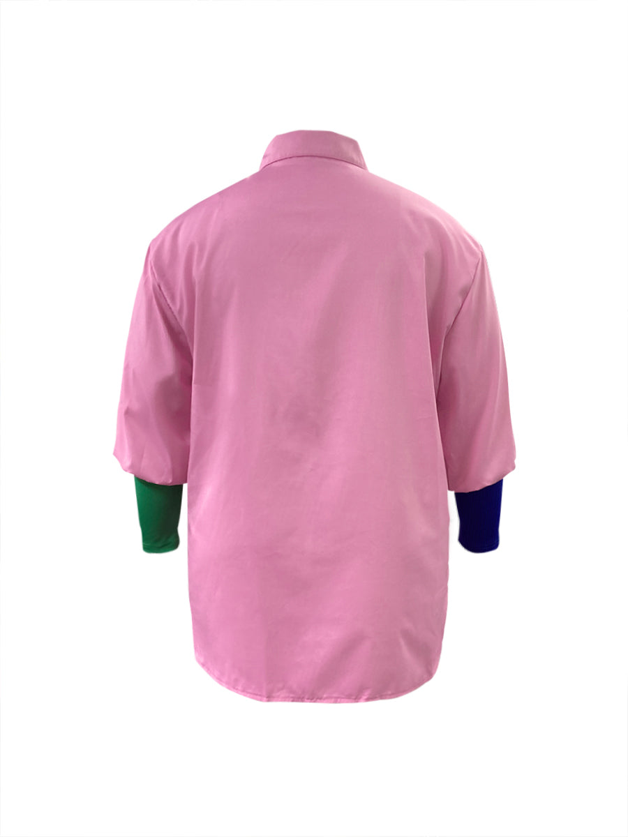 Plus Size Letter Decor Patchwork Shirt AR3064