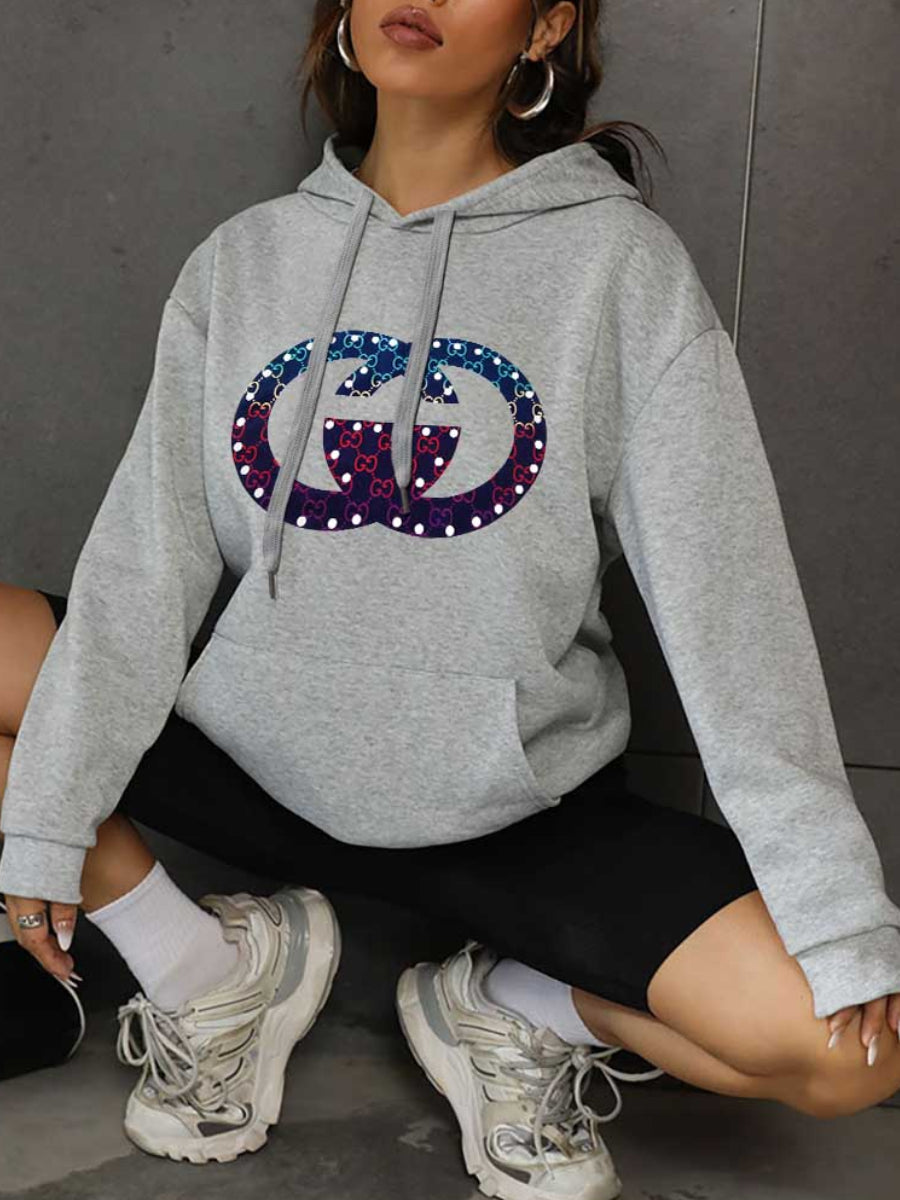 Plus Size Gradient Kangaroo Pocket Hoodie AR3056
