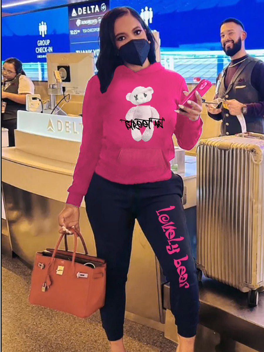 Plus Size Cartoon Letter Print Hoodie AR70116