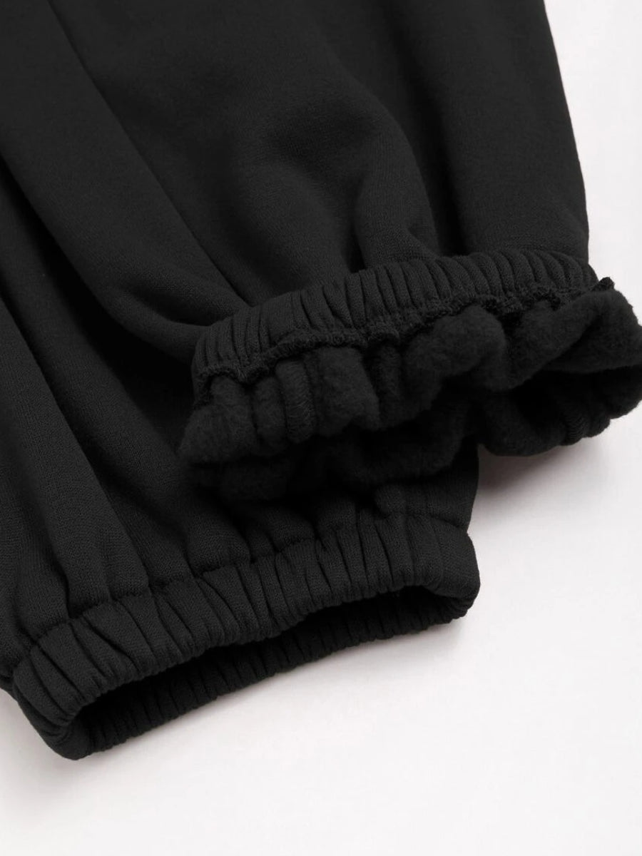 Plus Size Figure Letter Print Kangaroo Pocket Tracksuit Set AR5057