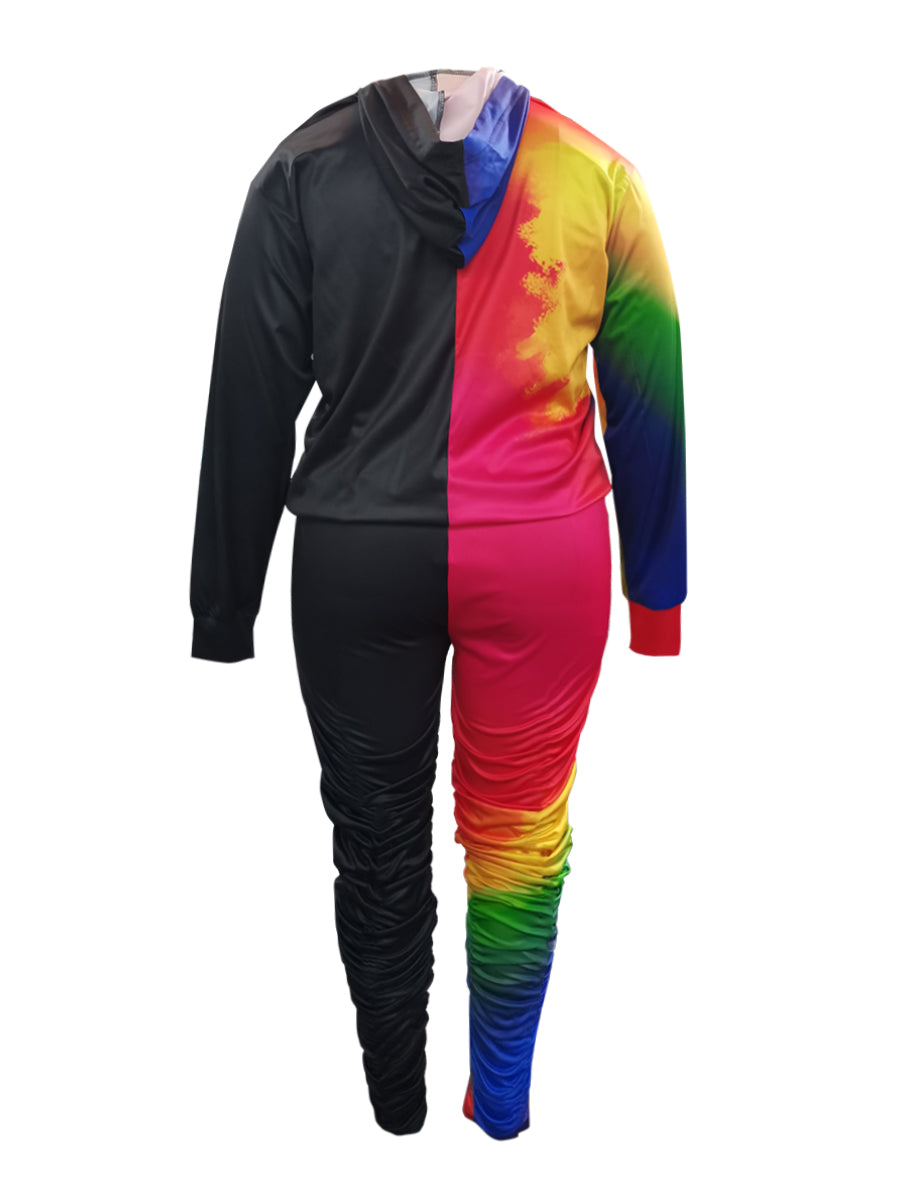Plus Size Tie Dye Letter Print Tracksuit Set AT9061