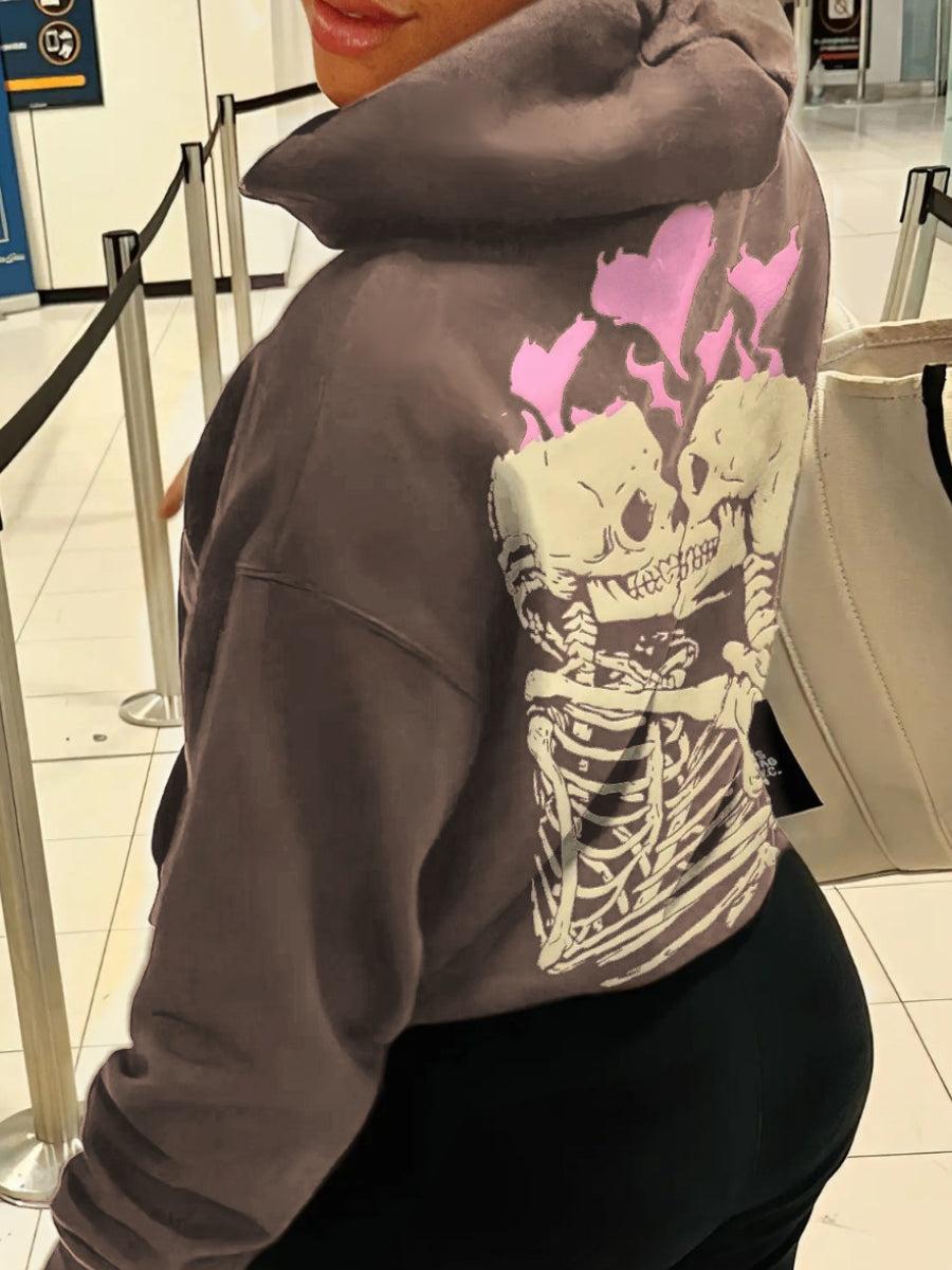 Drawstring Mixed Print Hoodie BO50107 Furdela