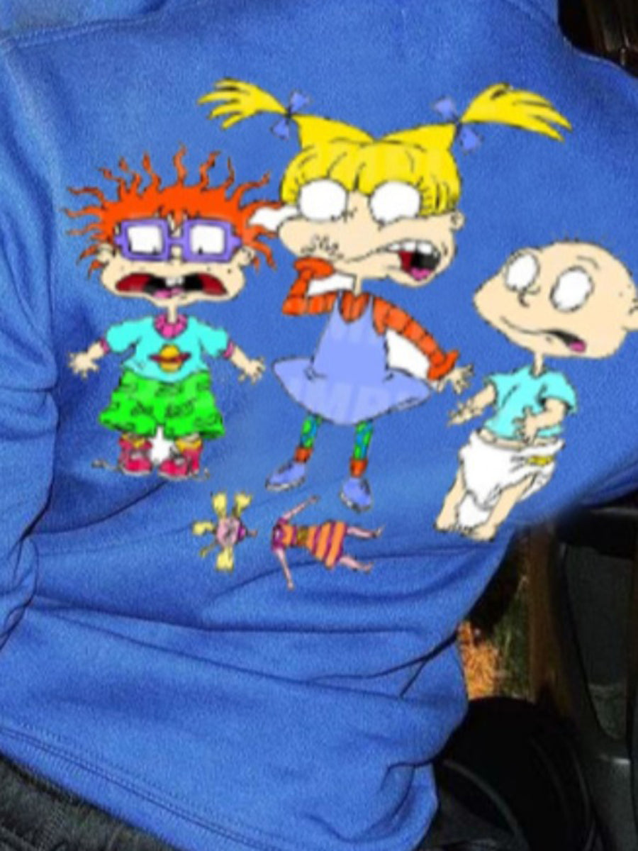 Plus Size Cartoon Letter Print Hoodie AR3029